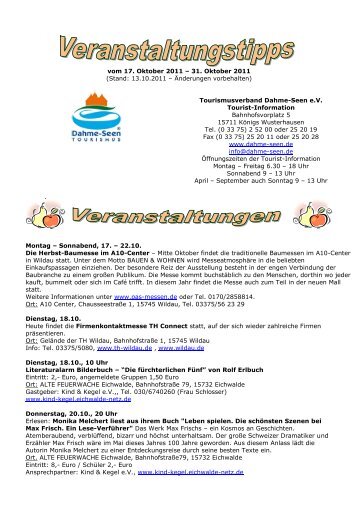 vom 17. Oktober 2011 – 31. Oktober 2011 - Tourismusverband ...