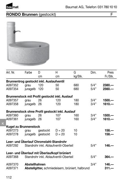 Preisliste 2010 Betonwaren - Baumat AG