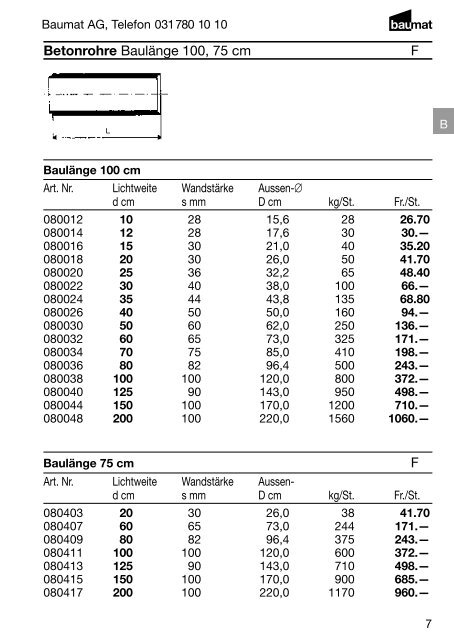 Preisliste 2010 Betonwaren - Baumat AG