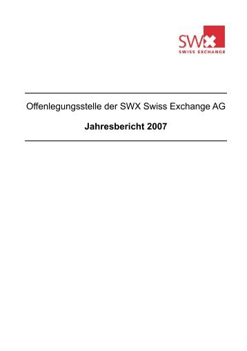 Offenlegungsstelle der SWX Swiss Exchange AG - SIX Exchange ...