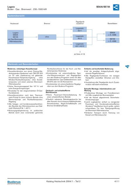 Logano SE635/SE735 Boden · Gas · Brennwert · 230 ... - Buderus