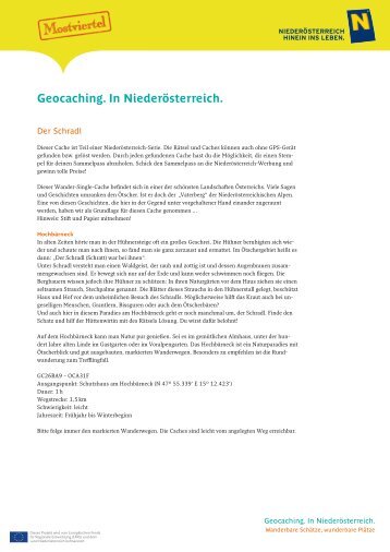 Geocaching. In Niederösterreich. - Donau Niederösterreich