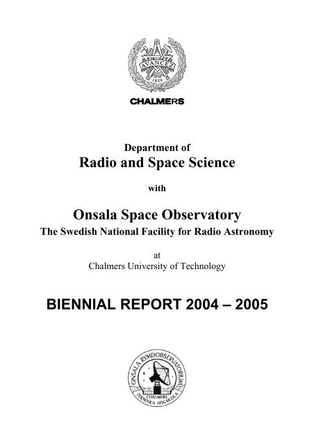 Radio and Space Science Onsala Space Observatory BIENNIAL ...