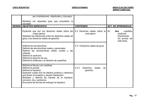 Carta descriptiva Derecho Romano - Facultad de Derecho y ...