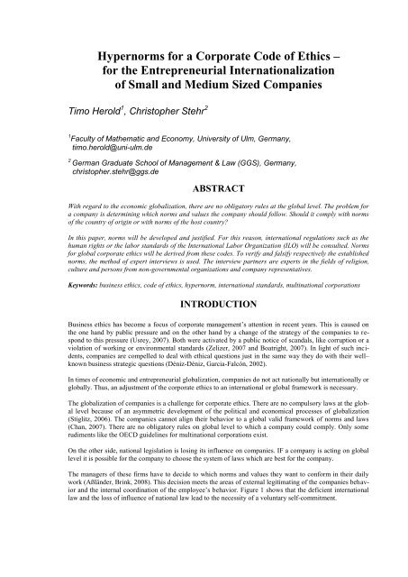 Hypernorms For A Corporate Code Of Ethics Small Business