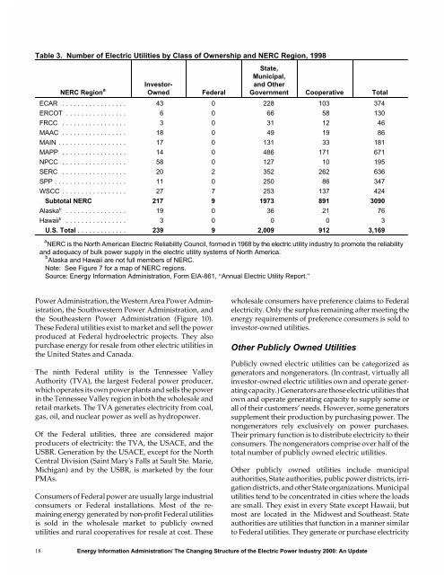 The Changing Structure of the Electric Power Industry 2000: An ... - EIA