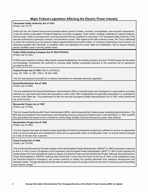 The Changing Structure of the Electric Power Industry 2000: An ... - EIA