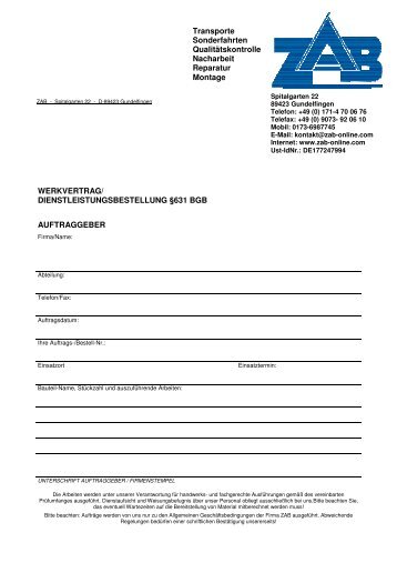 Werkvertrag (PDF) - zab-online.com