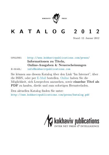 Der aktuelle Katalog [als PDF] - kokhaviv publications