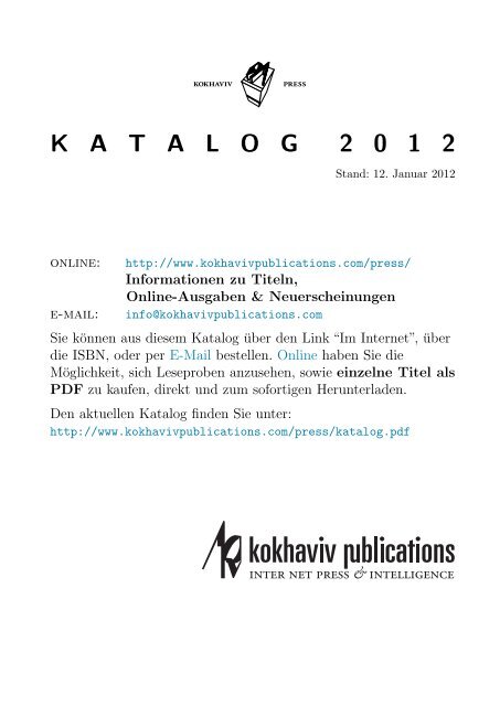 Der aktuelle Katalog [als PDF] - kokhaviv publications