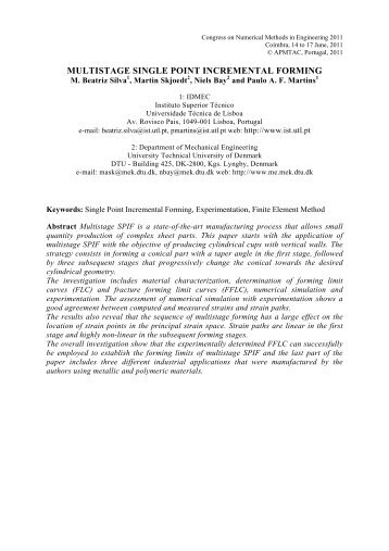 multistage single point incremental forming - Universidade Técnica ...