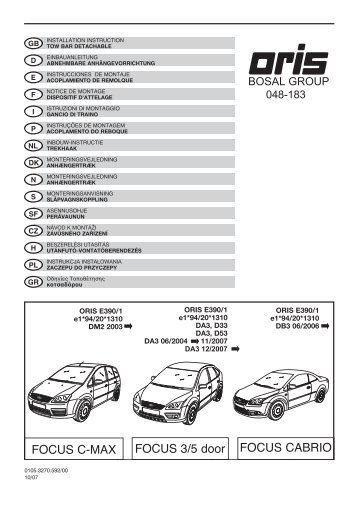 FOCUS C-MAX FOCUS 3/5 door FOCUS CABRIO