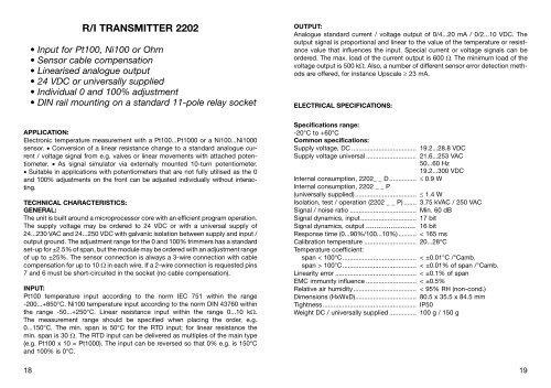 r/i transmitter 2202 - MTS Messtechnik Schaffhausen GmbH