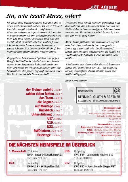 heft 6 - Saison 2012|2013 15. Spieltag - SC Rot-Weiß Oberhausen eV