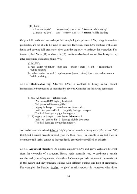 Separability of Light Verb Constructions in Persian*