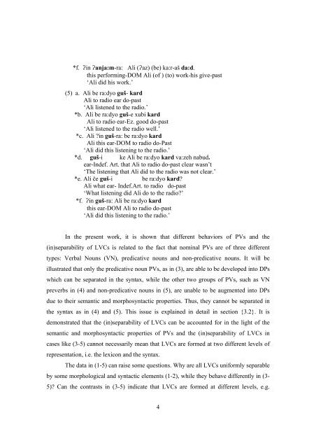 Separability of Light Verb Constructions in Persian*