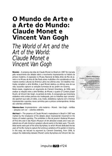 Claude Monet e Vincent Van Gogh The World of Art and ... - Unimep