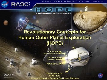 Revolutionary Concepts for Human Outer Planet Exploration (HOPE ...