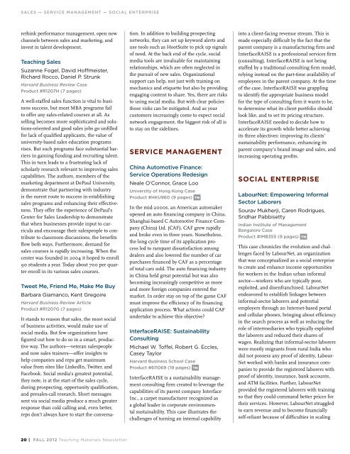 teAcHing MATErIAlS - Harvard Business School Press