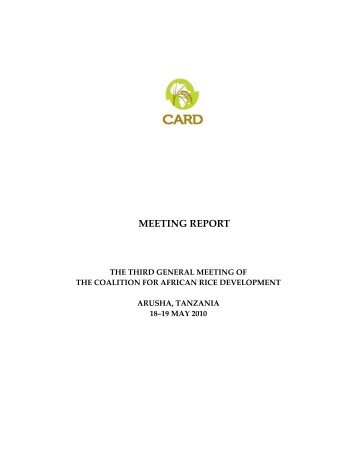 MEETING REPORT - Coalition for African Rice Development