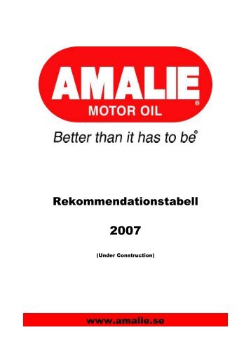 Koder för Amalie rekommendations tabell 2007
