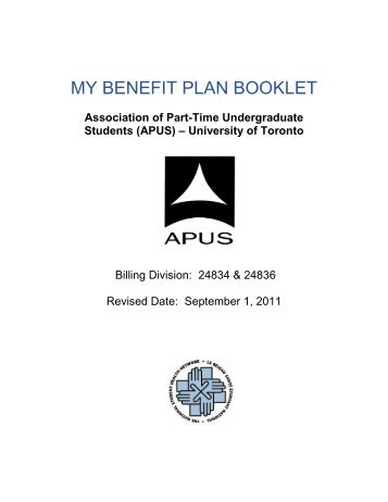 MY BENEFIT PLAN BOOKLET - University of Toronto