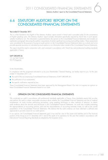 ANNUAL REPORT 2011 REGISTRATION DOCUMENT - Saft