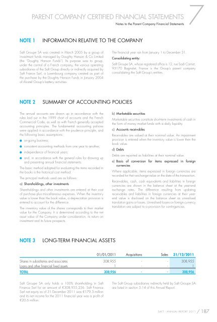 ANNUAL REPORT 2011 REGISTRATION DOCUMENT - Saft