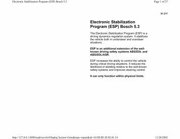 Electronic Stabilization Program (ESP) Bosch 5.3 - DJ Sures