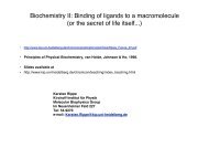 Biochemistry II: Binding of ligands to a macromolecule (or the secret ...