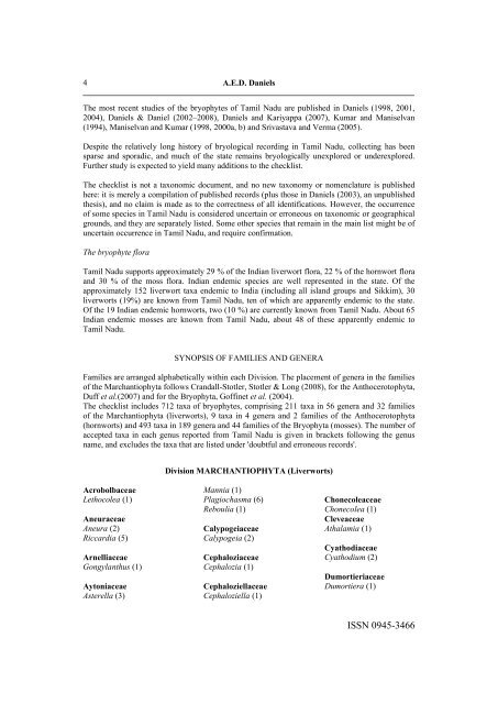 Checklist of the bryophytes of Tamil Nadu, India - Jan-Peter Frahm