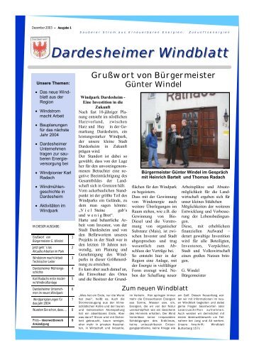Dardesheimer Windblatt - Energiepark Druiberg GmbH