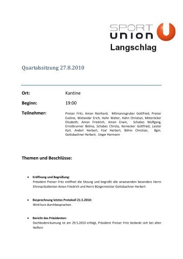 Ort - Sportunion Langschlag