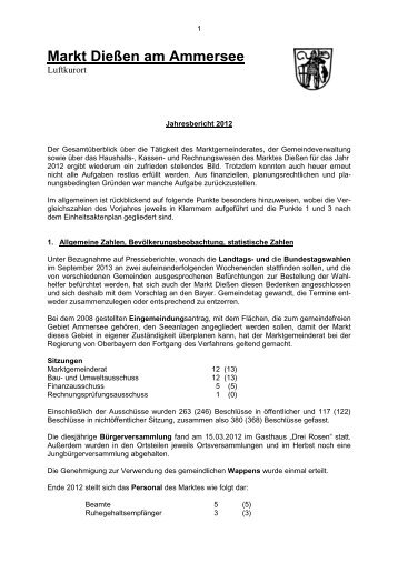Jahresbericht 2012 - Verwaltung - Marktgemeinde Dießen