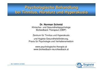 Psychologische Behandlung Bei Tinnitus, Hörsturz Und Hyperakusis