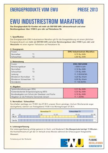 EWU INDUSTRIESTROM MARATHON - Elektrizitätswerk Uznach AG