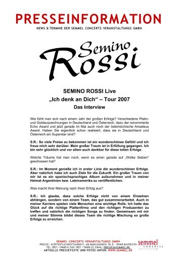 Semino Rossi - Interview Tour 2007