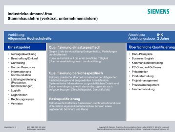 Industriekaufmann/-frau Stammhauslehre - Siemens Enterprise ...