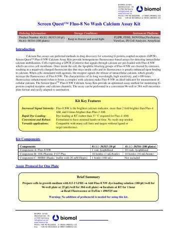 Screen Quest™ Fluo-8 No Wash Calcium Assay Kit - Biomol GmbH