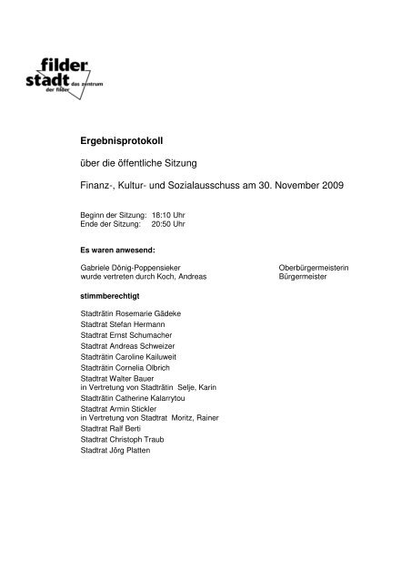 EP FKSA 30.11.2009 ö - Stadt Filderstadt