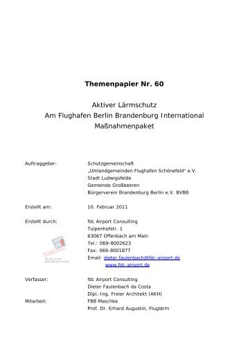 Themenpapier Nr. 60 Aktiver Lärmschutz Am Flughafen Berlin ...