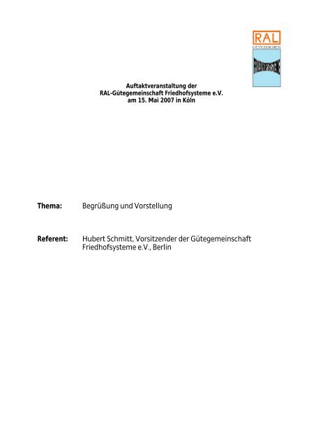 Gütegemeinschaft Friedhofsysteme e.V. - Friedhofssysteme.de