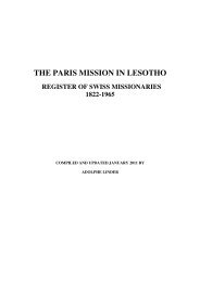 THE PARIS MISSION IN LESOTHO - swissroots-za.ch