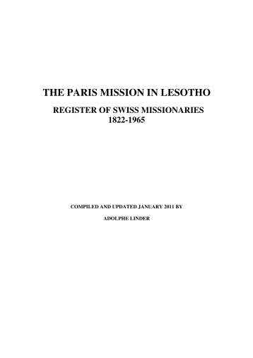 THE PARIS MISSION IN LESOTHO - swissroots-za.ch