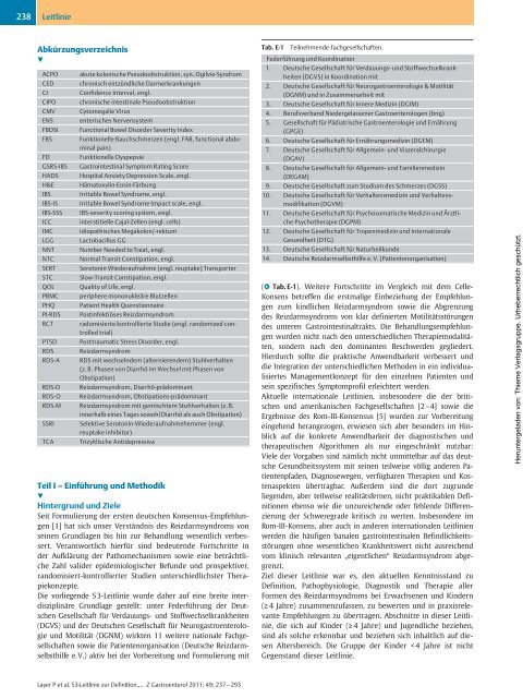 S3-Leitlinie Reizdarmsyndrom: Definition, Pathophysiologie ... - DGVS