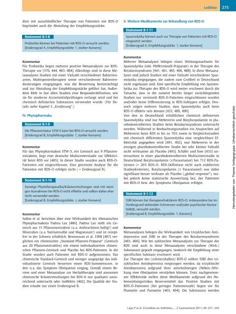 S3-Leitlinie Reizdarmsyndrom: Definition, Pathophysiologie ... - DGVS