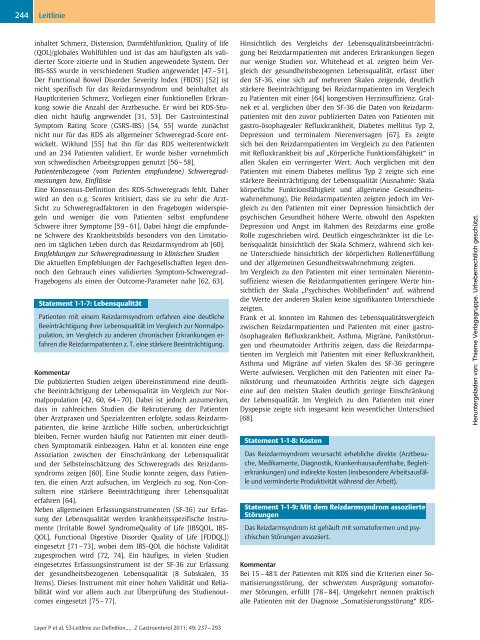 S3-Leitlinie Reizdarmsyndrom: Definition, Pathophysiologie ... - DGVS