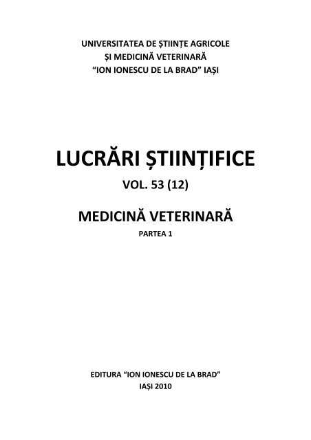 biochemical and haematological profile - Universitatea de Ştiinţe ...