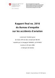 Rapport final no. 2016 du Bureau d'enquête sur les accidents ... - BFU