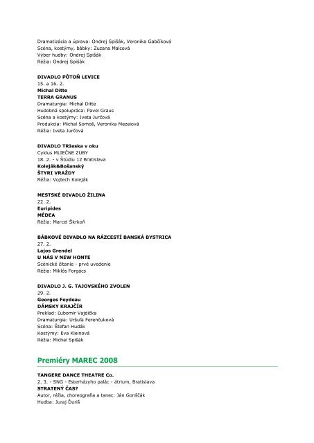 Premiéry sezóny 2007/2008, PDF dokument - Divadelný ústav